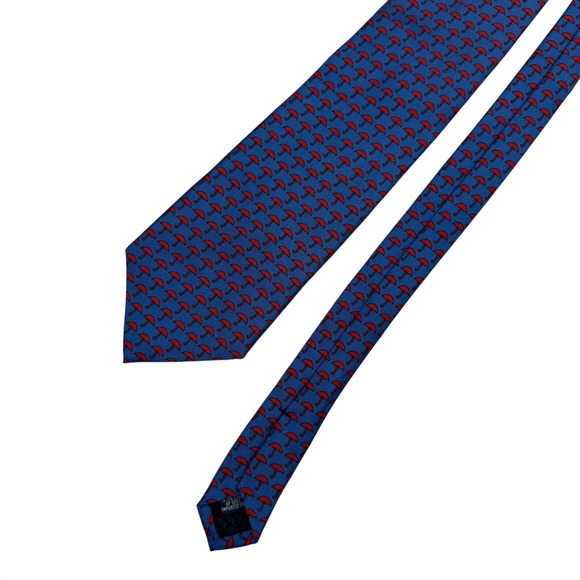 Vineyard Vines Other - Vineyard Vines Mens Silk Tie Blue Red Umbrella Pattern Custom Collection USA